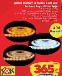 ORBUS HORTUM 5 METRE ŞERİT LED AMBER/BEYAZ/GÜN IŞIĞI